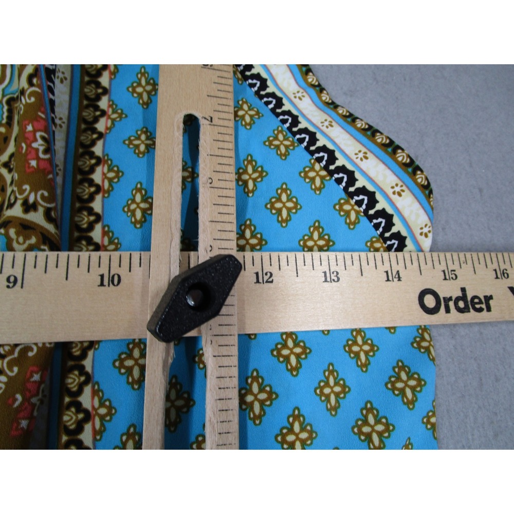 Hale Bob Blue Gold Bohemian Print Smocked Waist Halter Mini Dress Womens Small - Picture 5 of 10
